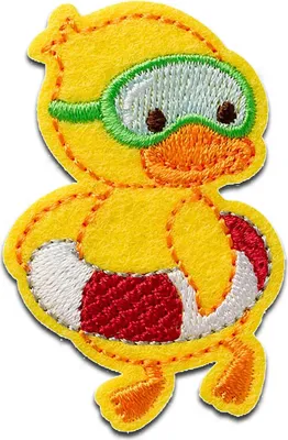 Produktbild von Mono-Quick Ente mit Schwimmreifen Tier - Aufnäher, Bügelbild, Aufbügler, Applikationen, Patches, Flicken, zum aufbügeln, Größe: 5,8 x 3,7 cm