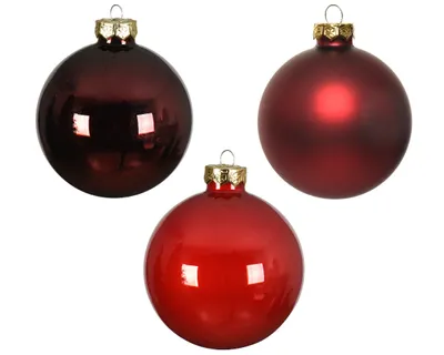 Produktbild von Weihnachtskugeln Glas 8cm 16 Stück - Weihnachtsrot / Ochsenblut Mix