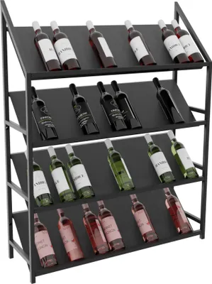 Obrázok produktu pre MetaloPro Regál Na Víno Bordeaux – Čierny Kovový Regál Na 48 Fliaš Vína, Moderný Dizajn, Ideálny Do Kuchyne, Pivnice Alebo Baru – 125×100×30cm