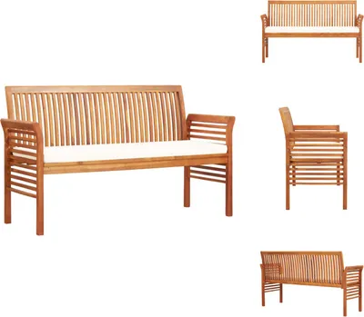Obrázok produktu pre vidaXL 3-miestna záhradná lavica s vankúšmi 150 cm z masívneho dreva akácie - Záhradné lavice