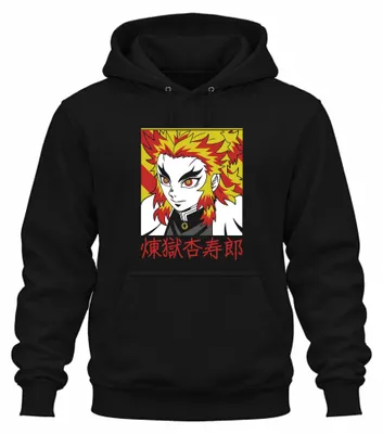 Immagine prodotto di Rengoku Kyojuro Kimetsu no Yaiba Anime Flame Hair Gift Felpa con cappuccio Unisex, Nero, S