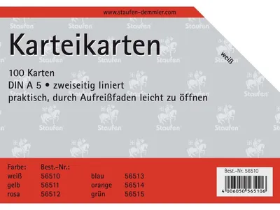 Obrázok produktu pre A5 LINIERT WEIß CARDBOOK ** # BAC 56510 100ER A5 LINIERT WEIß CARDBOOK