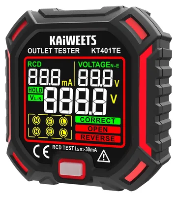 Productafbeelding van Stopcontacttester - RCD-test - LCD-spanningsdisplay - 7 bedradingstests