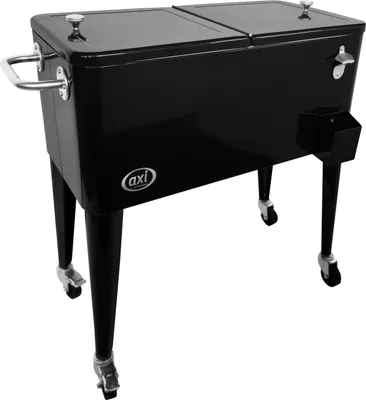 Produktbild von AXI Retro Getränkekühler Schwarz | Kühlwagen / Kühler mit Rollen - 76 liter | Fahrbare Kühlbox für den Garten / Outdoor