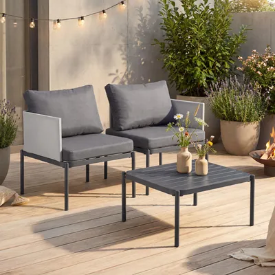 Produktbild von Gartenmöbelset ‘Accettura’ 3-tlg. mit Kissen Aluminium Grau