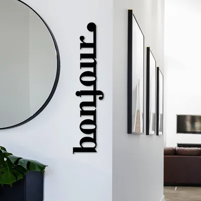 Produktbild von Wallity, Bonjour, Dekoratives Wandaccessoire aus Metall, 100 % METALL, Schwarz, 70 x 16 cm