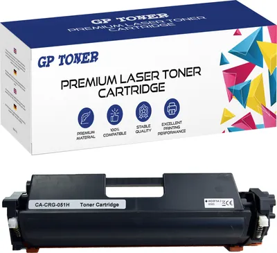 A product box and toner cartridge for a laser printer.