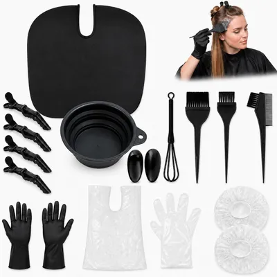 Produktbild von Haarfärbepinsel Set, 17 Stück Haarfärbeset, DIY Haarfärbezubehör