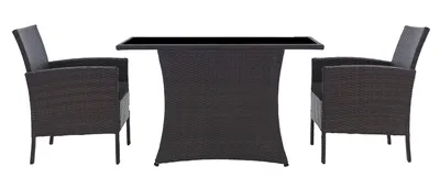 Immagine prodotto di Gruppo da giardino Möbilia 3 pezzi | 2 poltrone con cuscini, 1 tavolo | polyrattan | marrone | 10020013 | serie GARTEN