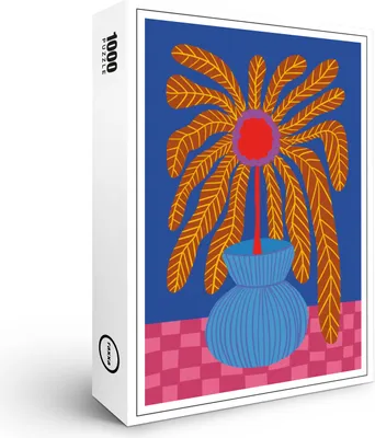 Image de puzzle premium raxxa "Fleur abstraite de style rétro en bleu", 1000 pièces