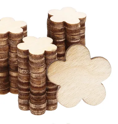 Holzblumen 15 mm, 50 Stück, unbehandelt für Basteln