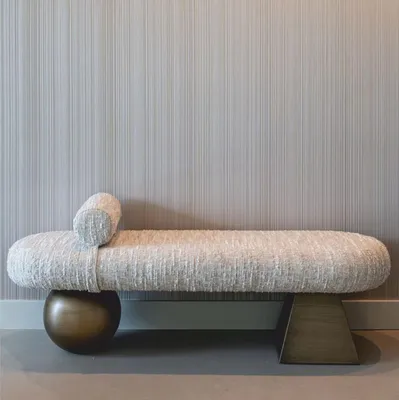 Produktbild von Casa Padrino Luxus Sitzbank Beige / Braun 148 cm - Luxus Hotel Möbel