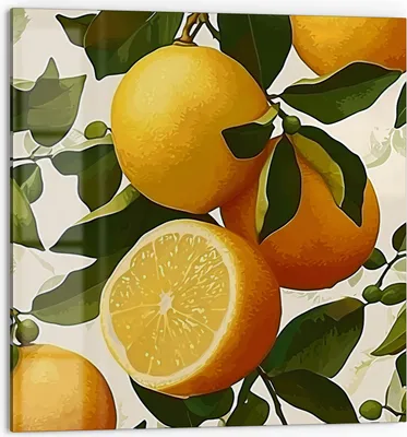 Produktbild von DEQORI Küchenrückwand Glas 60x60 cm 'Zitruszauber' Spritzschutz Bad Rückwand Küche
