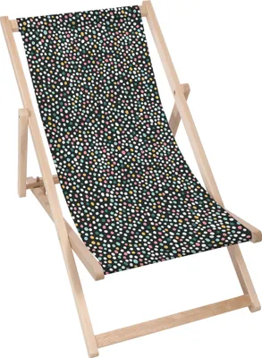 Produktbild von Dreamroots Liegestuhl klappbar Holz bis zu 130 kg, Sonnenliege klappbar mit 3-stufiger Neigungsregulierung der Rückenlehne, Multicolor Polka Dots