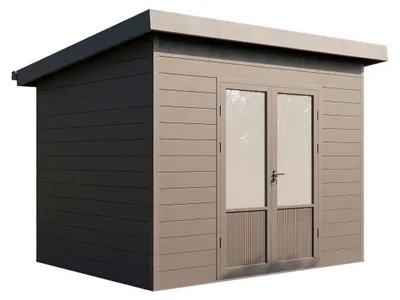Produktbild von Wolff Finnhaus WPC Gartenhaus Terra 3024 Anthrazit/Hellgrau - 28 mm  Ohne Fußboden