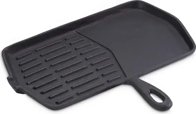 Produktbild von Grillpfanne aus Gusseisen mit Grillstreifen - Geeignet für offenes Feuer und perfekt für Steaks