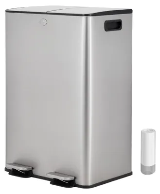 Imagen del producto de Vidacharmy Cubo de Basura Reciclaje 2 x 20L (40L), Acero Inoxidable Antihuellas, Doble Pedal, Cierre Suave, Filtro de Carbón