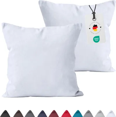 Produktbild von Kissenbezug 80x80 cm aus 100% Baumwolle, Kissenhülle Weiß Uni