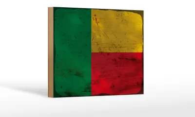 Produktbild von Holzschild Flagge Benins 18x12cm Flag of Benin Rost
