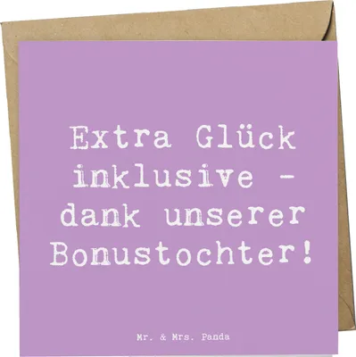 Produktbild von Mr. & Mrs. Panda anlasskarte Spruch Bonustochter Glück - Lavendeltraum - Geschenk, Glückwunschkarte, Klappkarte, Liebe, Stieftochter, Geschenke, doppelkarte, faltkarte