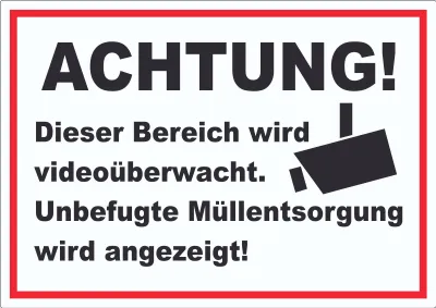 Produktbild von Achtung Videoüberwachung Unbefugte Müllentsorgung wird angezeigt Aufkleber A9 (37x52mm)