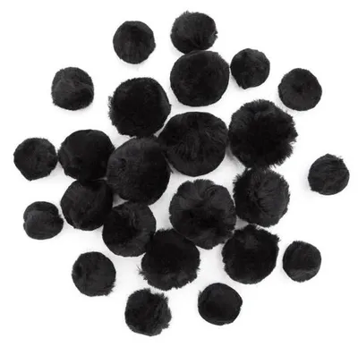 Produktbild von Acrylpompons schwarz, verschiedene Größen, 24 Stück
