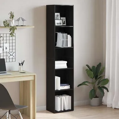 Produktbild von "Schlussverkauf" Bücherregal rechteckig - 1 pc - Büroregal mit Stauraum - Eiche Schwarz 40x30x189 cm Holzwerkstoff C12245