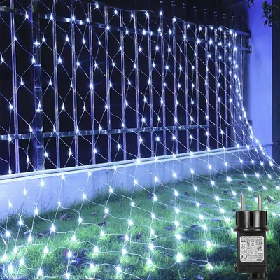 Produktbild von 6X4M 660LED Lichtervorhang Lichterkette 8 Lichtmodi Wasserdicht Weihnachtslicht Party Garten Lichternetz, Kaltweiß