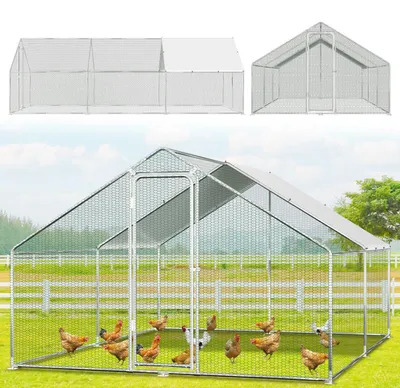 Obrázek produktu pro Venkovní výběh pro slepice, králičí výběh, výběh pro zvířata, klece - rozměry 300x600x200 cm - pozinkovaná ocelová konstrukce