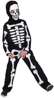 Obrázek produktu pro Kostým na Halloween, kostra, velikost 4-12 let, vhodný na halloweenské oslavy