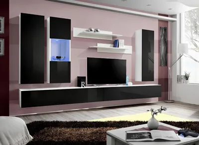 Produktbild von Luxus Wohnwand Komplett Set Wohnzimmer Holzmöbel Designer Wandschrank