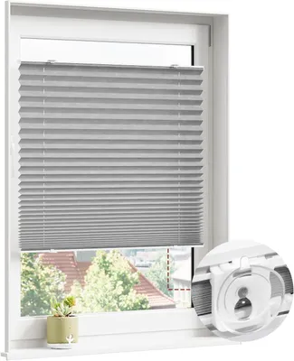 Produktbild von WOLTU Plissee ohne Bohren mit Saugnäpfen, Saugnapf Montage auf glattem Glas, für Fenster und Tür : Grau 85x120 Farbe: Grau Größe: 85x120