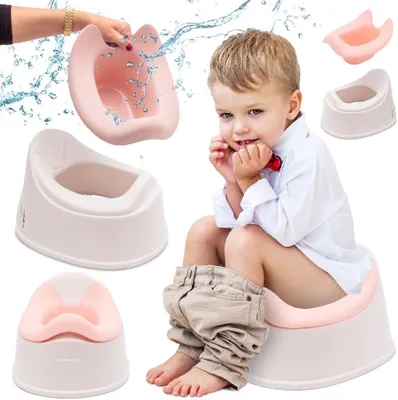Image de Pot pour enfants - Pot pour bébés - Pour l'apprentissage de la propreté - Antidérapant et ergonomique - Jusqu'à 15 kg - Blanc et rose