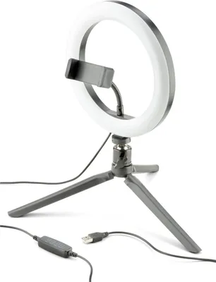 Produktbild von Cellularline Selfi Tischstativ mit LED SELFIERINGK Selfi Ring LED mit Spiegel