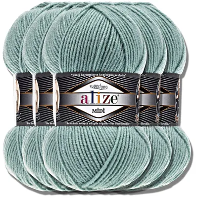 Obrázek produktu pro Alize 5x 100 g Superlana Midi vlna, jednobarevná, háčkování, pletení (světle modrá | 463)