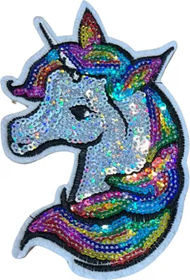Produktbild von Aufnäher mit Einhorn-Pailletten-Emblem zum Aufbügeln