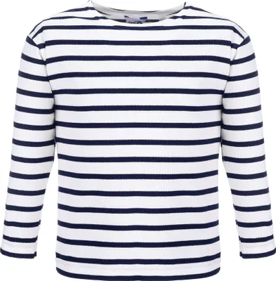 Produktbild von modAS Bretonisches Shirt für Kinder - Longsleeve Pullover Langarm Shirt mit Streifen Mädchen Jungen aus Baumwolle in Weiß/Blau Größe 68