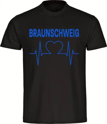 Produktbild von multifanshop Herren T-Shirt - Braunschweig - Herzschlag, schwarz-2, Größe 4XL
