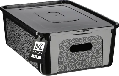 Obrázok produktu pre Plastový kontajner KADAX 11 l s vekom, čierny uzamykateľný box organizér