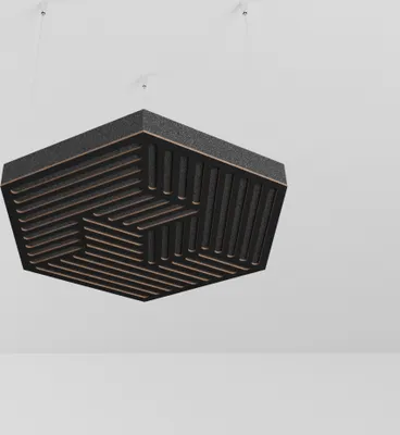 Obrázek produktu pro 2-dílné akustické stropní panely "HEXAGON-C" s montážní sadou | Absorpce - Difuze - Odraz - Zvuková izolace - Izolace | Akustický panel Cloud | 50x50x3cm | Barva: černá