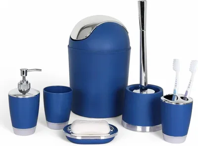 Immagine prodotto di Set da bagno, 6 pezzi, color blu scuro, per il bagno