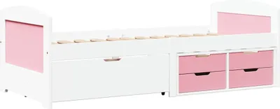 Zdjęcie produktu dla VidaXL 3314683, sofa rozkładana, Różowy, Biały, Drewno sosnowe, Drewno, 2050 mm, 960 mm, 690 mm