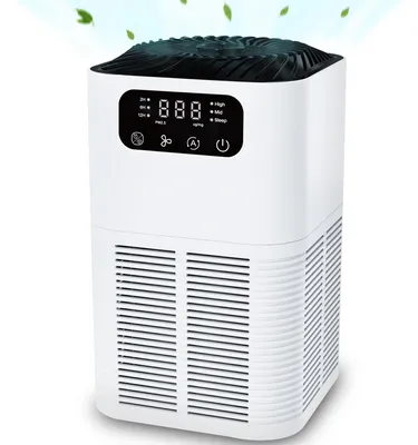 Obrázek produktu pro Čistička vzduchu NovuLife GL-K803 s filtrem HEPA, zápornými ionty, zobrazením PM2,5 v reálném čase, třístupňovým filtračním systémem a dotykovým difuzérem vůní, bílá