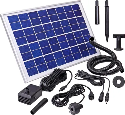 Produktbild von CLGarden Solar Springbrunnenpumpe NASP4-S Set mit Akku LED Beleuchtung Schlauch Pumpe für Springbrunnen Quellstein Garten Brunnen 500 l/h 12V