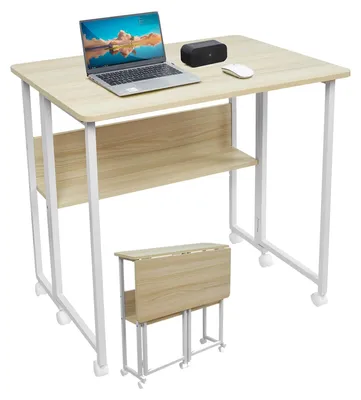 Klappbarer Schreibtisch mit Rollen, 80x58x75 cm, Eichenoptik