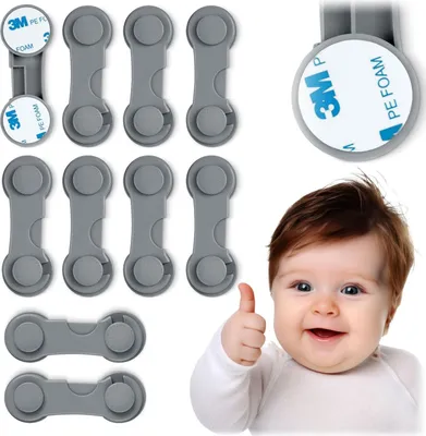 Image de Protection de serrure pour armoires Ricokids 798301, 10 pcs, gris