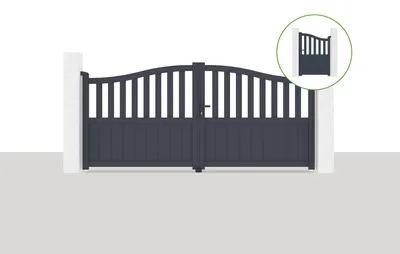 Produktbild von MEIJE 3x1,4m Drehtor + MEIJE 1m Fußgängertor, 1,4m hoch, grau