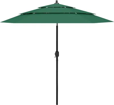 Produktbild von Sonnenschirm mit Aluminium-Mast 3-lagig Grün 2,5 m