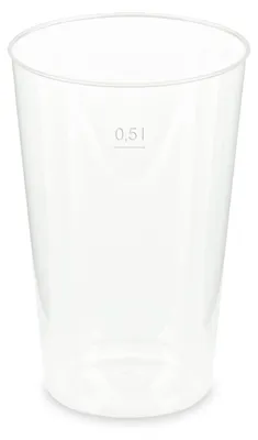 Produktbild von 12x Mehrwegbecher Pfandbecher transparent stabil+ PP 0,5L Eichstrich Ø 93mm