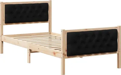 Productafbeelding van vidaXL Bedframe, zwart, 90 x 190 cm, massief grenenhout